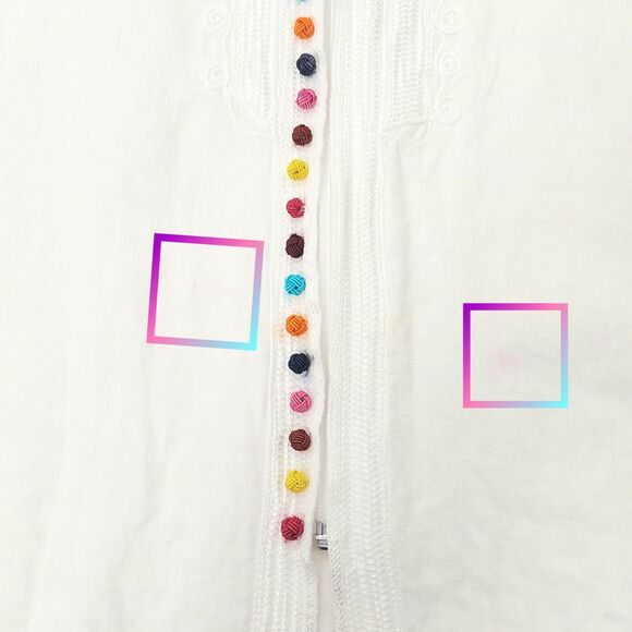 Soft Surroundings Desert Linen Tunic Womens Small Full Zip 3/4 Sleeve Bohemian - Picture 4 of 13